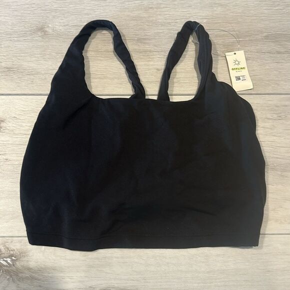 Aerie Offline‎ Seamless Twist Reversible Sports Bra Medium Black NWT - Picture 7 of 7